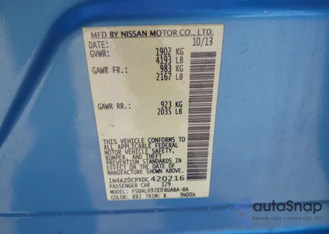 2013 Nissan Leaf Sv from USA, damaged, VIN 1N4AZ0CPXDC420216